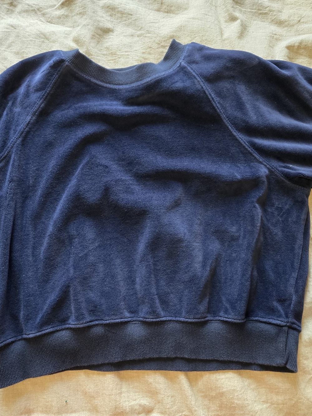 Universal Thread Navy Blue Velvet Cropped Crewneck